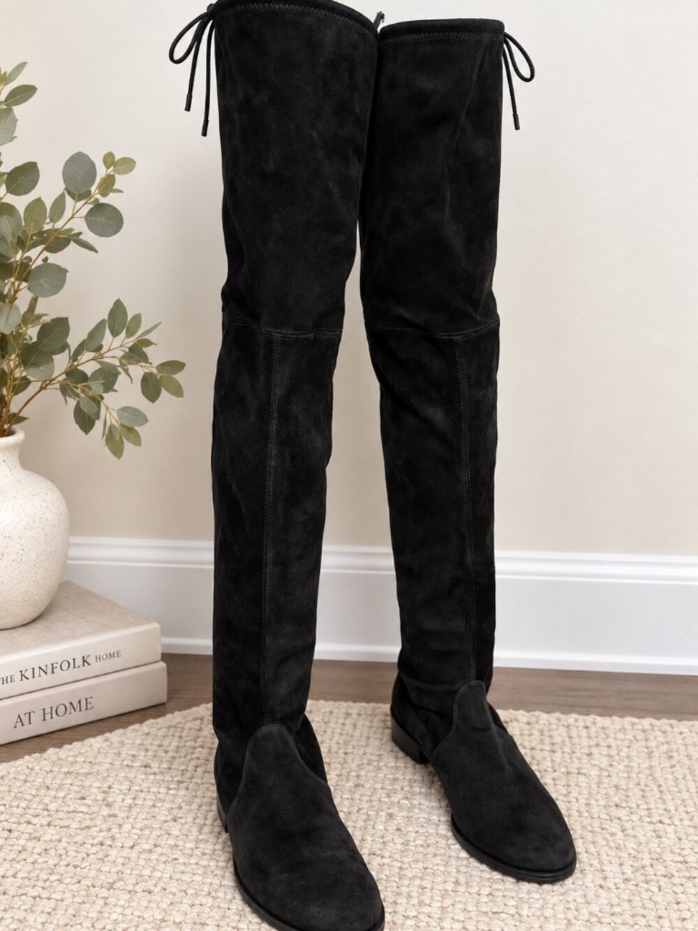 Stuart Weitzman Lowland Over-the-Knee Suede Boots – Black – Size 7½ M